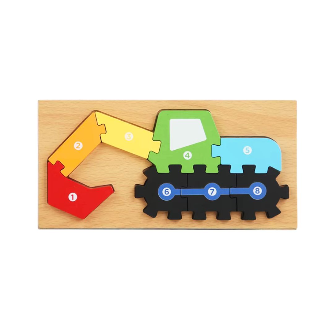 Puzzle 3D din lemn, 6-9 piese, 2 ani+