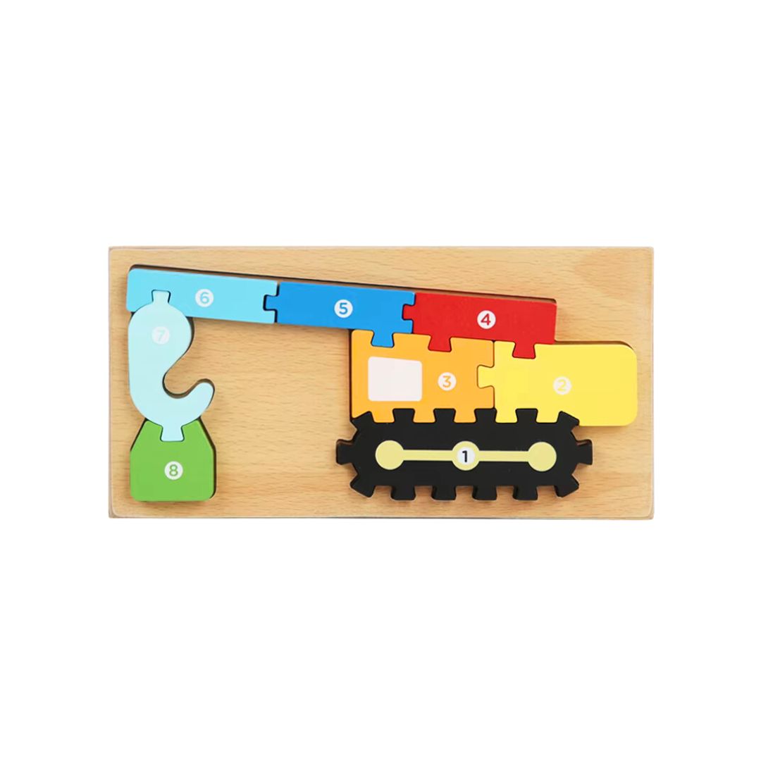 Puzzle 3D din lemn, 6-9 piese, 2 ani+