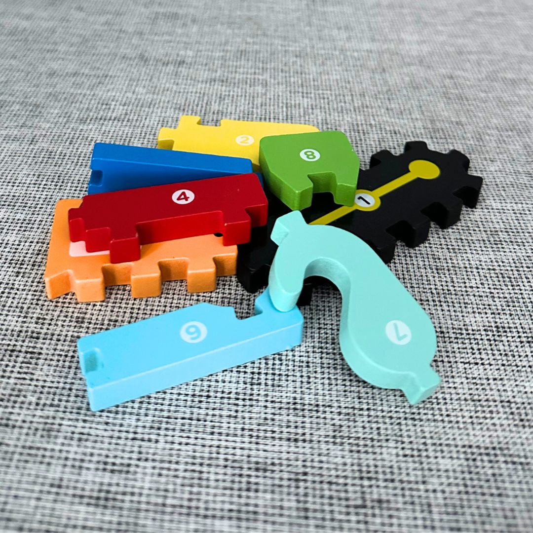 Puzzle 3D din lemn, 6-9 piese, 2 ani+