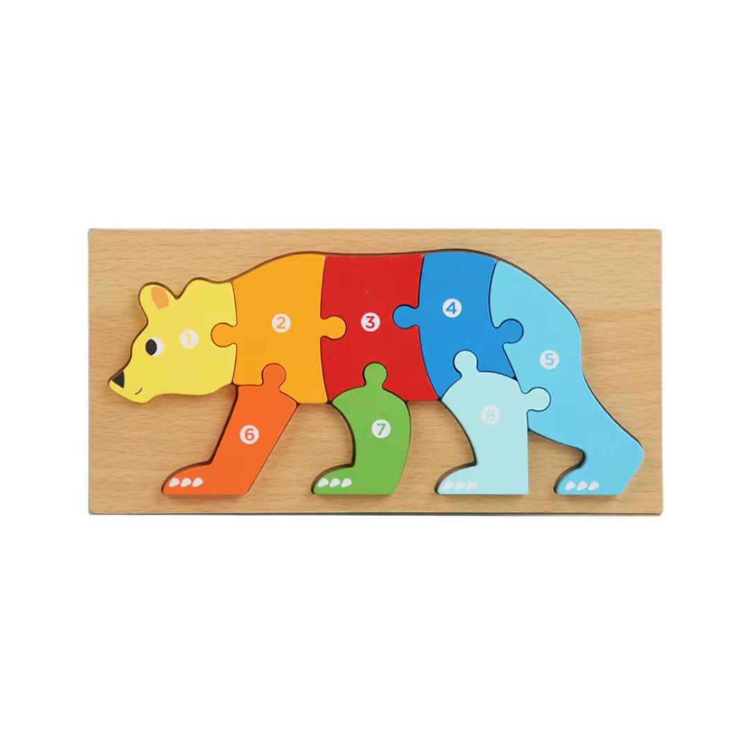 Puzzle 3D din lemn, 6-9 piese, 2 ani+