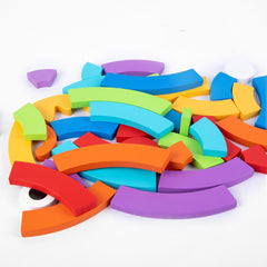 Puzzle curcubeu din lemn, tip Montessori