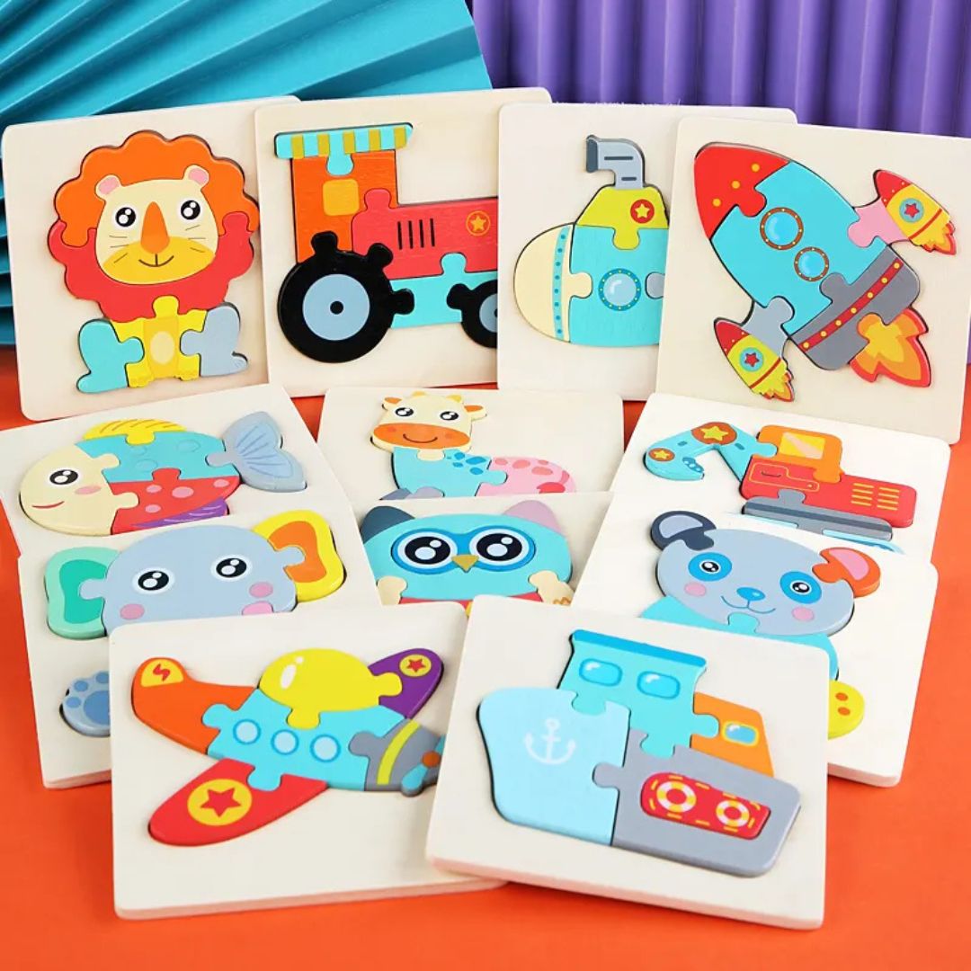 Puzzle Educaționale din lemn – Forme și Animale