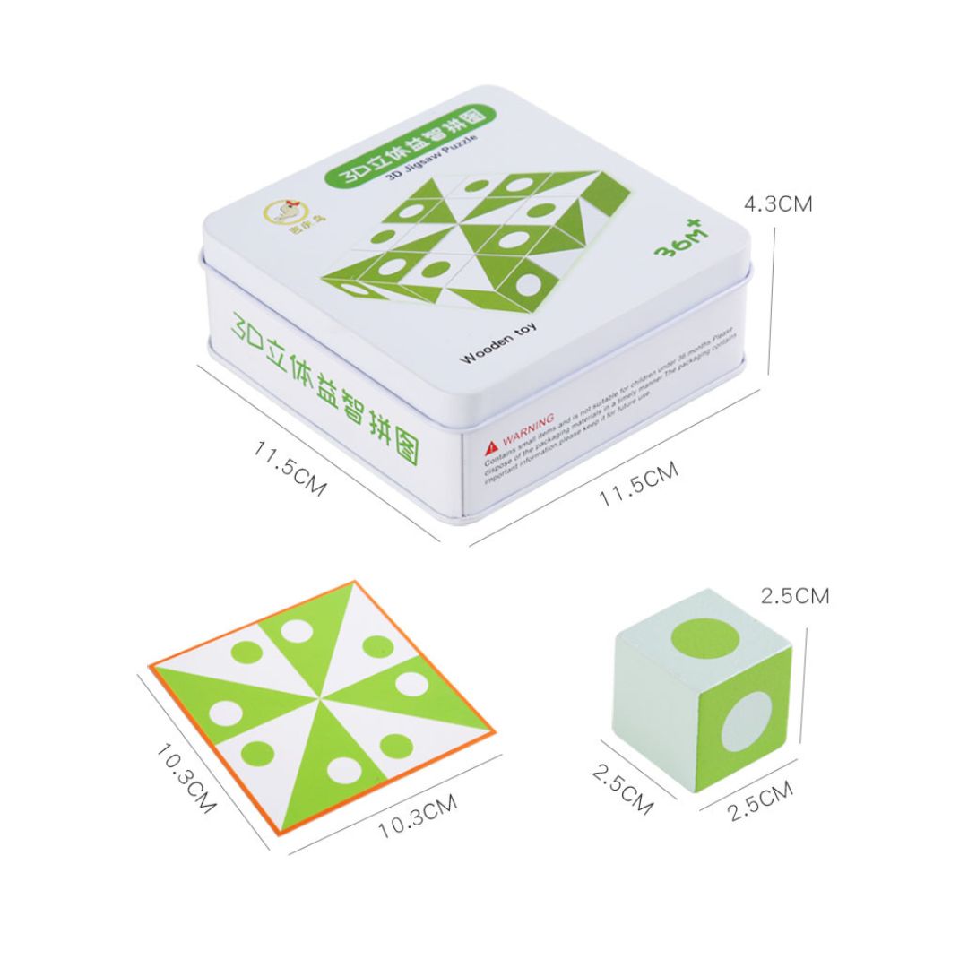 Puzzle geometric 3D cu carduri și cuburi