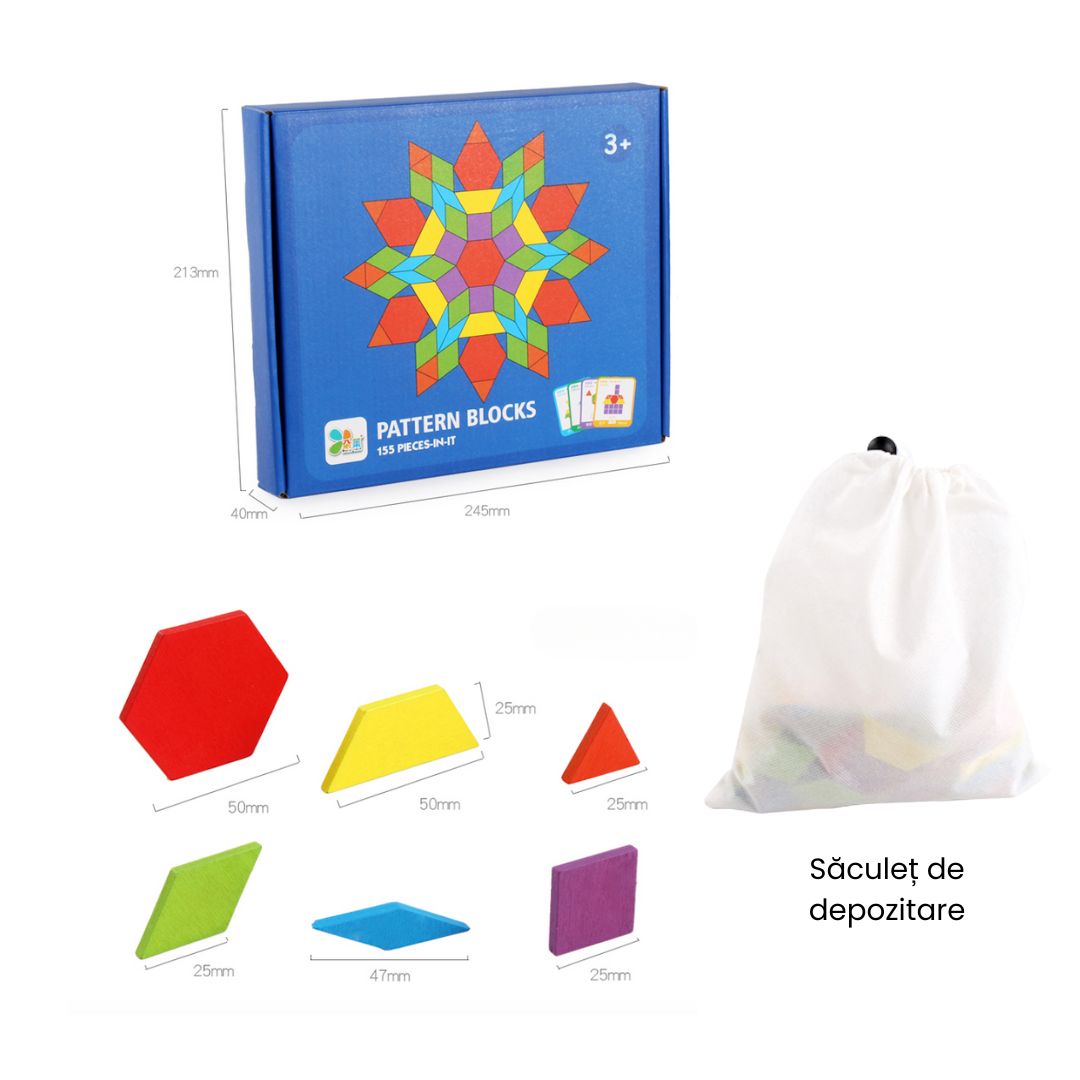 Puzzle educativ din lemn 155 de piese, 3 ani+
