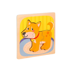 Puzzle din Lemn pentru Bebeluși, 3-6 Piese Mari
