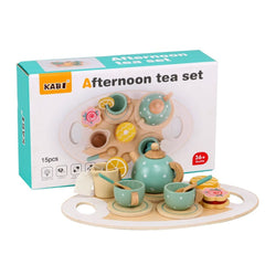 Set de Ceai din lemn, 15 piese, culori pastelate