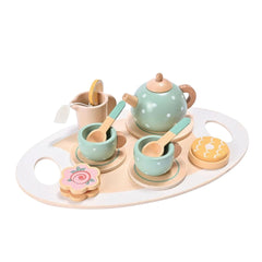 Set de Ceai din lemn, 15 piese, culori pastelate