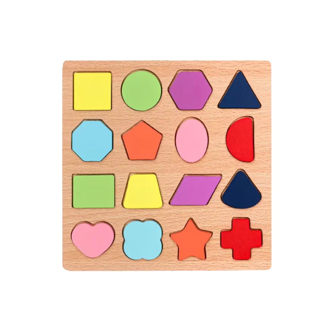 Puzzle Incastru 3D din lemn: forme, cifre, litere